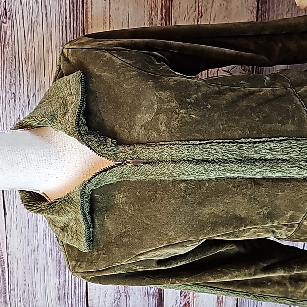 EFFECI ARMY GREEN VALOR AND FAUX FUR SHORT JACKET - Picture 2 of 15